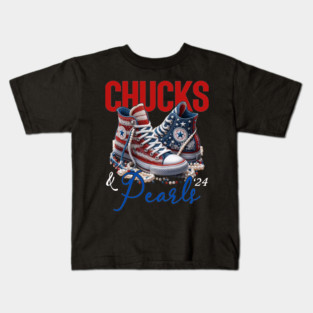 Kamala Harris 2024 Chucks And Pearls Kamala Walz 2024 Vote Kids T-Shirt