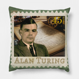 Vintage Alan Turing Postage Stamp Pillow