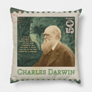Charles Darwin Unique Stamp Design Pillow