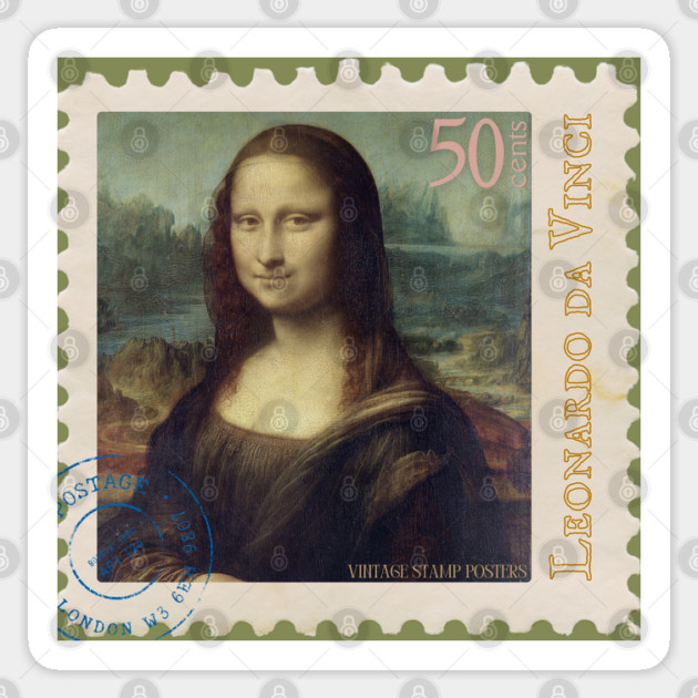 Mona Lisa Stamp Design Sticker by TuncGK