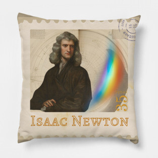 Sir Isaac Newton Vintage Style Stamp Design Pillow