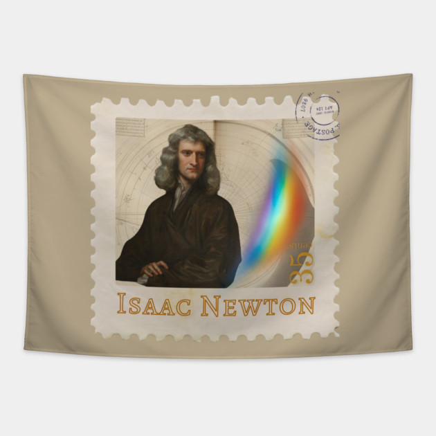 Sir Isaac Newton Vintage Style Stamp Design Tapestry by TuncGK