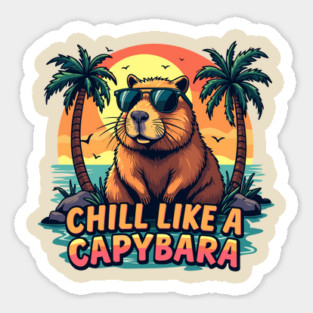 Chill Like A Capybara Relaxed Summer Vibes Sticker