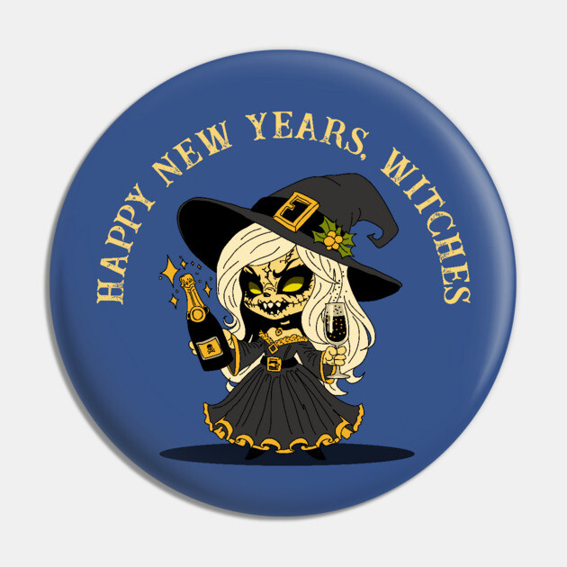 Cute New Years Witch Pin by H. R. Sinclair