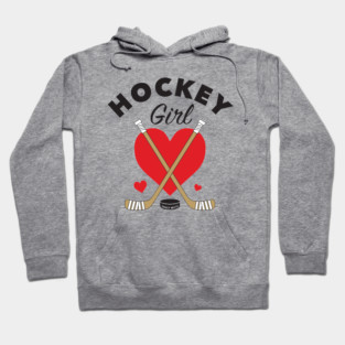 Hockey Girl Heart and Hockey Sticks Hoodie