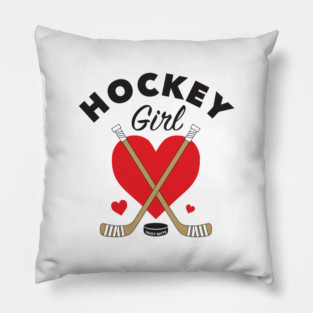 Hockey Girl Heart and Hockey Sticks Pillow