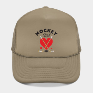 Hockey Girl Heart and Hockey Sticks Hat