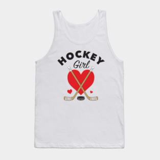 Hockey Girl Heart and Hockey Sticks Tank Top