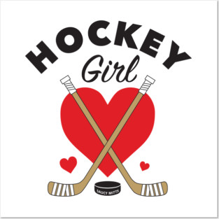 Hockey Girl Heart and Hockey Sticks Posters and Art