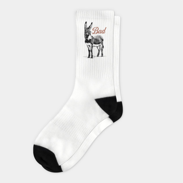 Bad Donkey Badass Sarcastic Animal Pun Socks by Anticorporati