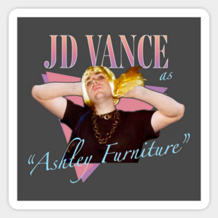 JD Vance in Drag as "Ashley Furniture" Sticker