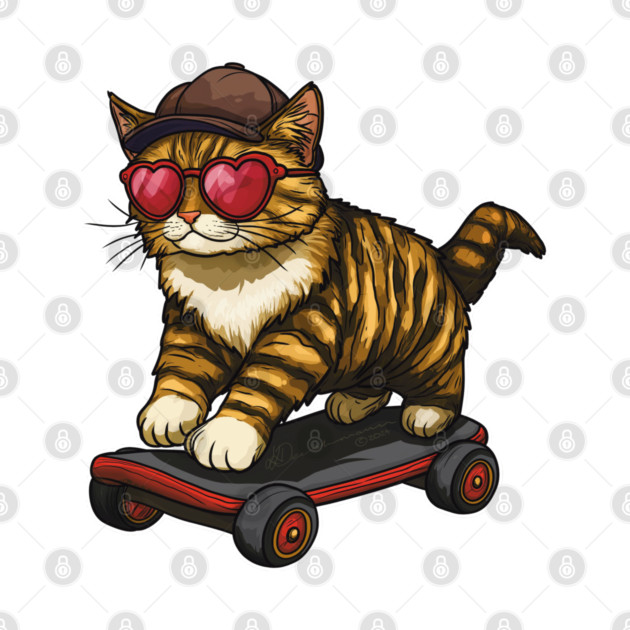 Skateboarding Kitten Cool Cute Cat by Lee Lee and The Bee