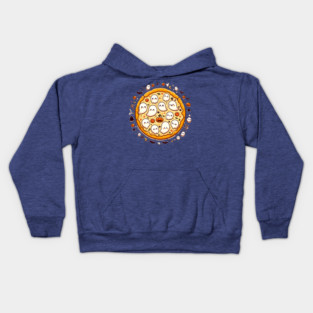Funny Pizza Halloween with Pumpkin and Ghost Kids Hoodie