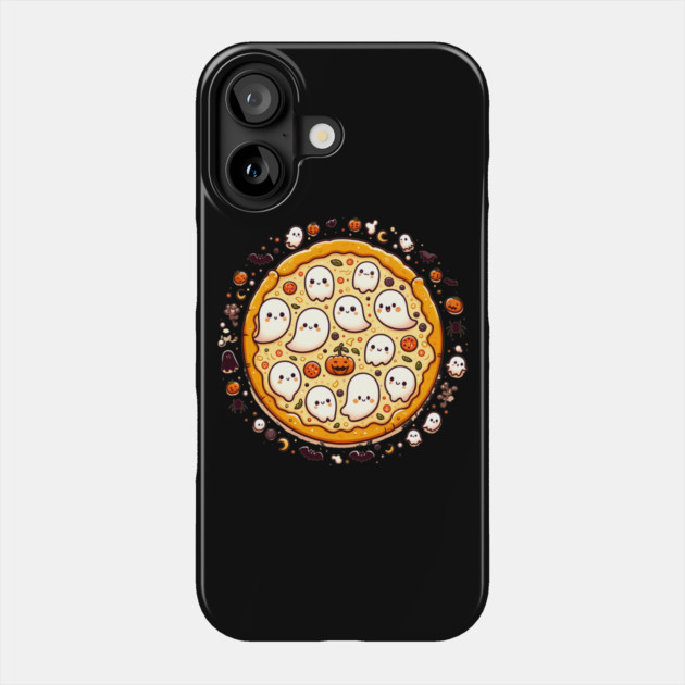 Funny Pizza Halloween with Pumpkin and Ghost Phone Case by logiamerch