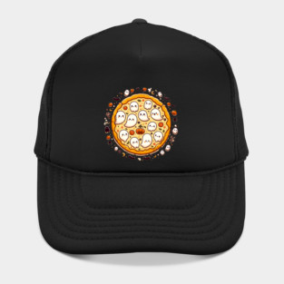 Funny Pizza Halloween with Pumpkin and Ghost Hat