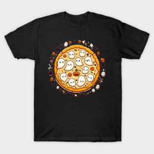 Funny Pizza Halloween with Pumpkin and Ghost T-Shirt