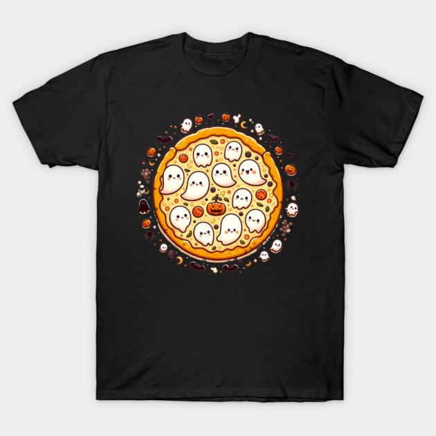 Funny Pizza Halloween with Pumpkin and Ghost T-Shirt by logiamerch