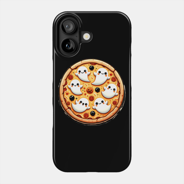 Funny Pizza Halloween with Pumpkin and Ghost Phone Case by logiamerch