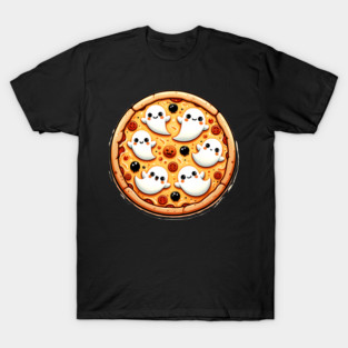 Funny Pizza Halloween with Pumpkin and Ghost T-Shirt