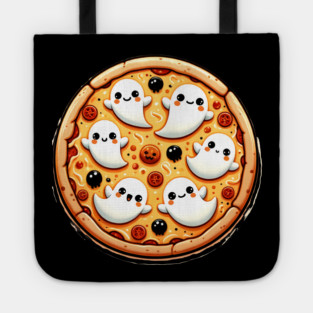 Funny Pizza Halloween with Pumpkin and Ghost Tote