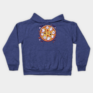 Funny Pizza Halloween with Pumpkin and Ghost Kids Hoodie