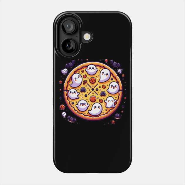 Funny Pizza Halloween with Pumpkin and Ghost Phone Case by logiamerch