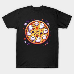 Funny Pizza Halloween with Pumpkin and Ghost T-Shirt