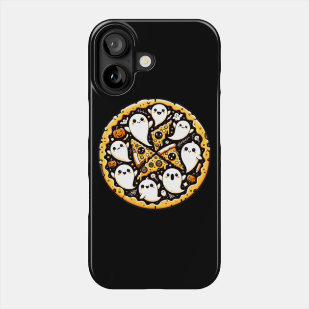 Funny Pizza Halloween with Pumpkin and Ghost Phone Case by logiamerch