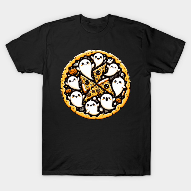 Funny Pizza Halloween with Pumpkin and Ghost T-Shirt by logiamerch