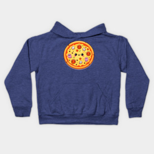 Funny Pizza Halloween with Pumpkin and Ghost Kids Hoodie