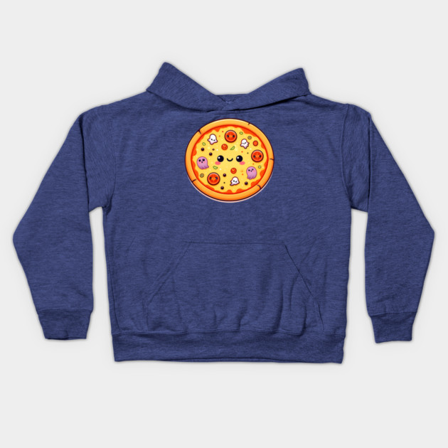 Funny Pizza Halloween with Pumpkin and Ghost Kids Hoodie by logiamerch
