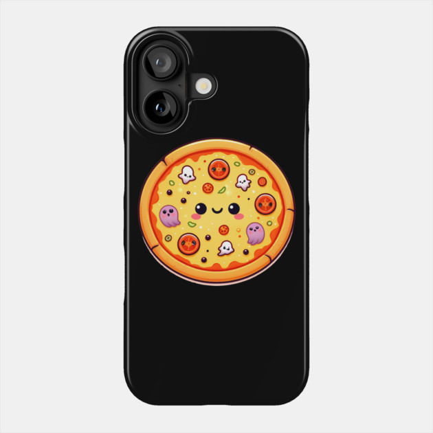 Funny Pizza Halloween with Pumpkin and Ghost Phone Case by logiamerch