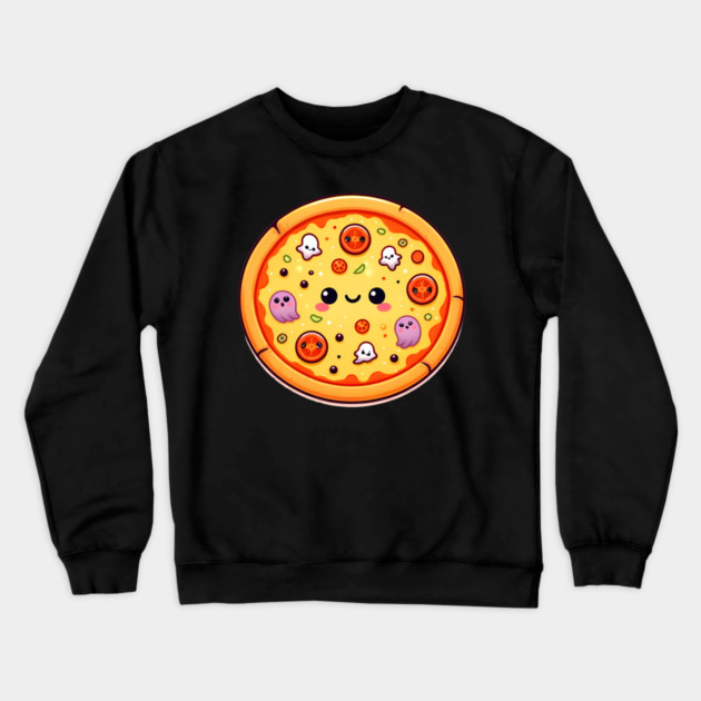 Funny Pizza Halloween with Pumpkin and Ghost Crewneck Sweatshirt by logiamerch