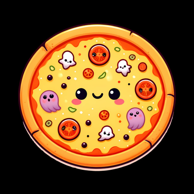 Funny Pizza Halloween with Pumpkin and Ghost by logiamerch