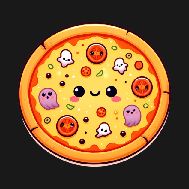Funny Pizza Halloween with Pumpkin and Ghost by logiamerch
