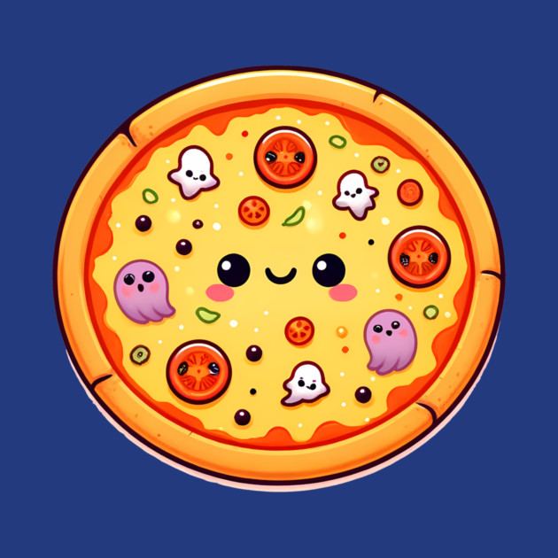 Funny Pizza Halloween with Pumpkin and Ghost by logiamerch