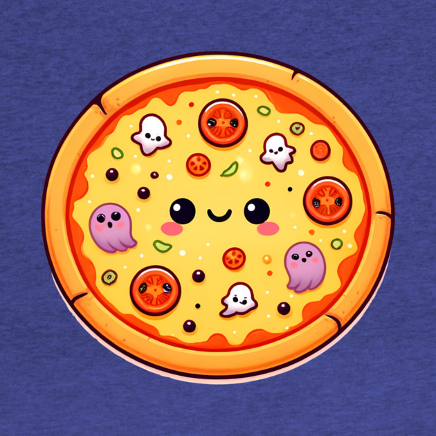 Funny Pizza Halloween with Pumpkin and Ghost by logiamerch