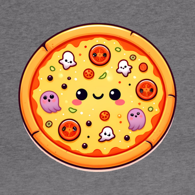 Funny Pizza Halloween with Pumpkin and Ghost by logiamerch