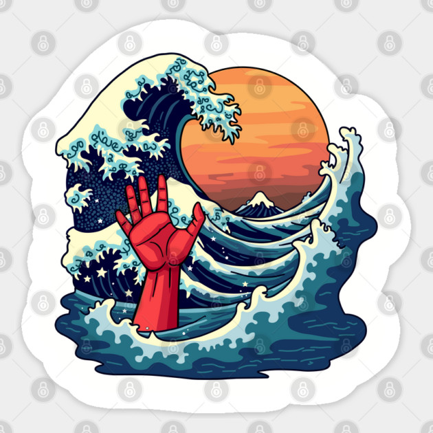 The Great Wave of Kanagawa Japanese Art Parody Sticker by Anticorporati