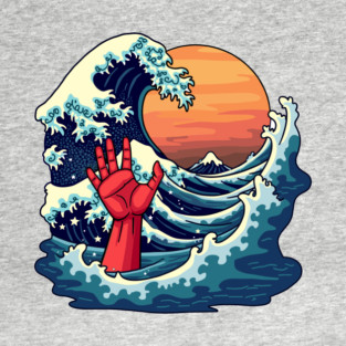 The Great Wave of Kanagawa Japanese Art Parody T-Shirt