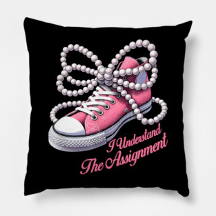PINK Kamala Harris I Understand The Assignment Shoes & Pearl vintage Pillow