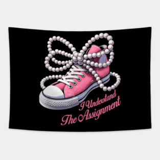 PINK Kamala Harris I Understand The Assignment Shoes & Pearl vintage Tapestry