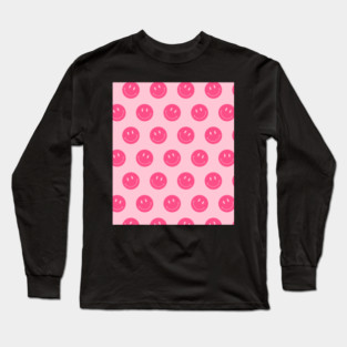 Preppy School Supplies, Smile, Pink, Aesthetic, Smile Face, Preppy Aesthetic Long Sleeve T-Shirt
