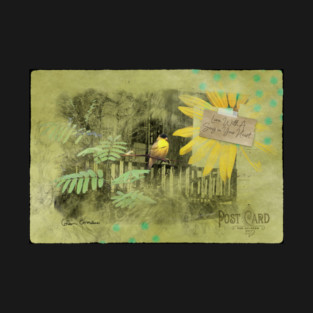 Old Balcony and Golden Bird Mixed Media T-Shirt