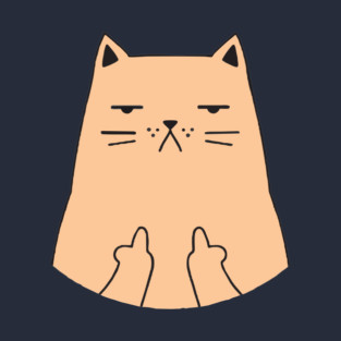 Cat giving the bird - minimal cat sketch design. T-Shirt