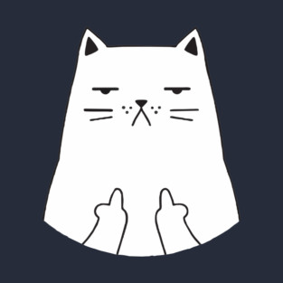 Cat giving the bird - minimal cat sketch design. T-Shirt