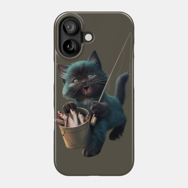 A Cat wide-open mouth suggests it’s mid-meow or shouting, and its eyes appear wide and excited Phone Case by animegirlnft