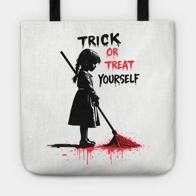 Creepy Halloween Girl Horror Art Trick Or Treat Yourself Tote by Anticorporati