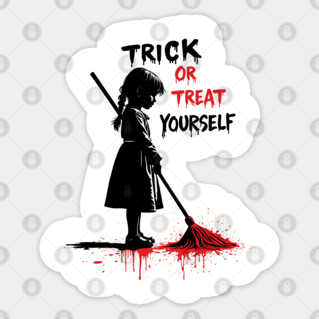 Creepy Halloween Girl Horror Art Trick Or Treat Yourself Sticker by Anticorporati