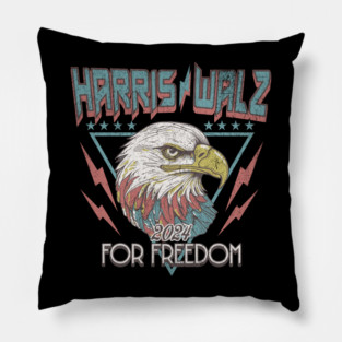 Harris Walz 2024 Vintage Eagle for Freedom Retro 80s 90s Kamala Harris 2024 Dark Pillow